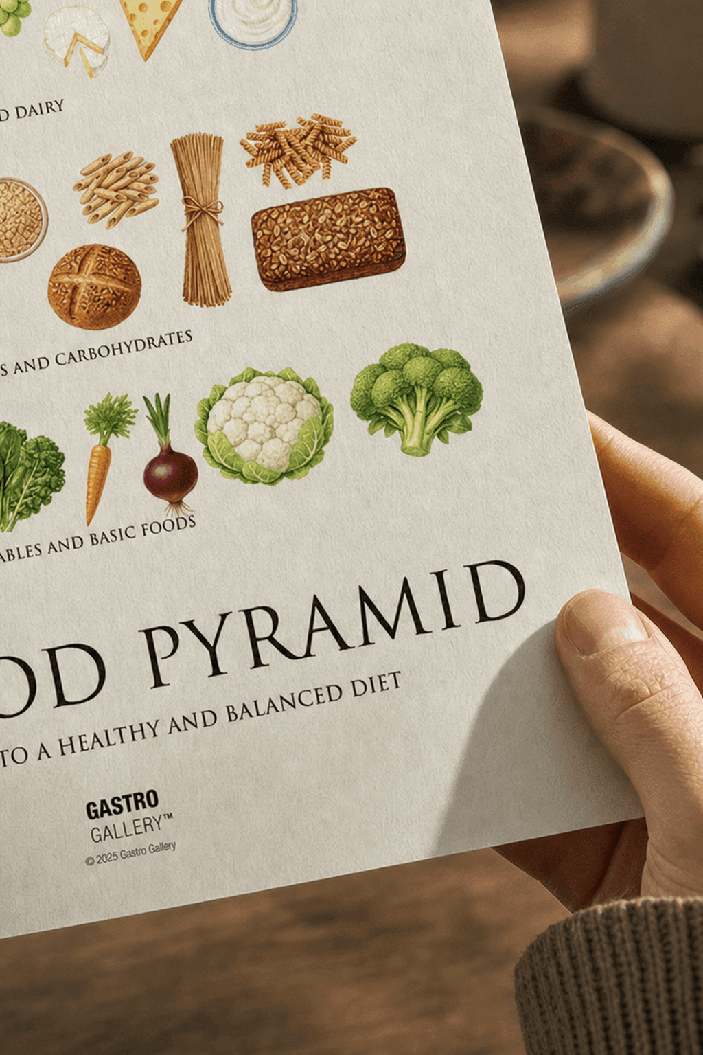 Food Pyramid Poster — framed on a wall