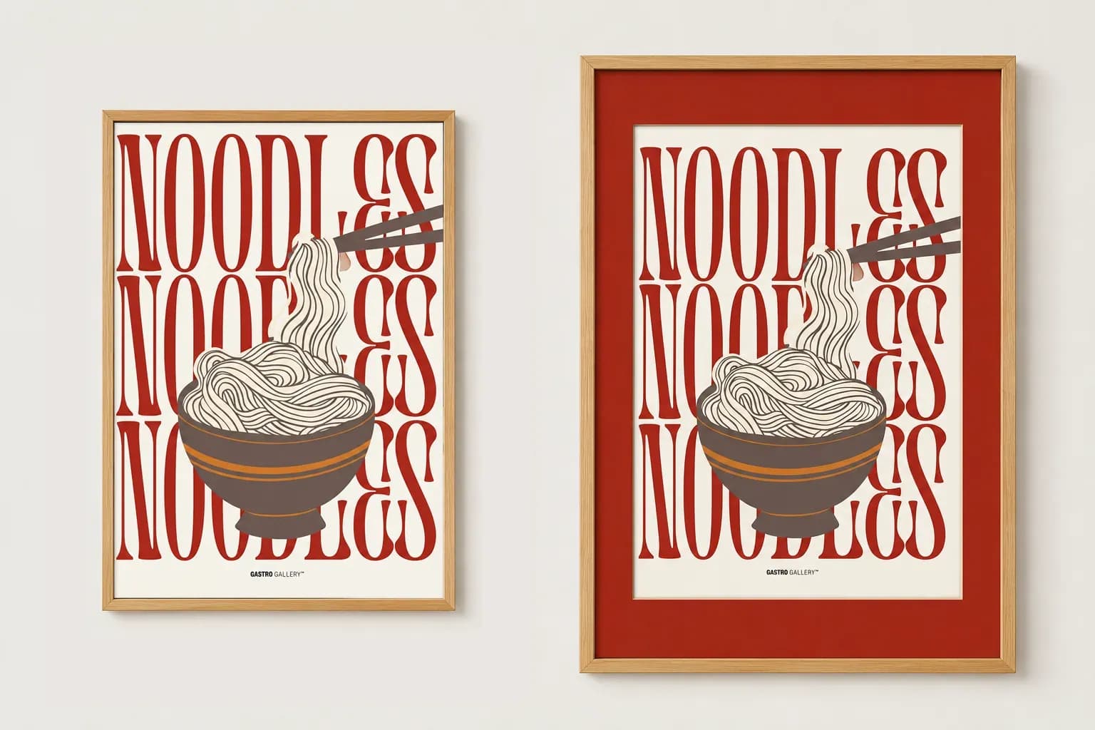 The same poster with no passe-partout beside one with a red passe-partout