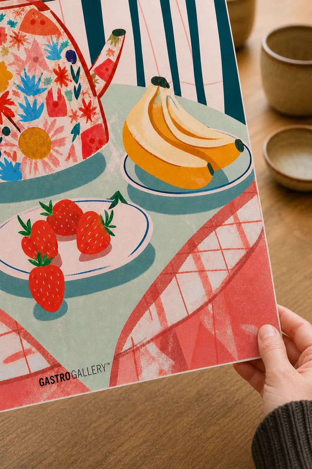 Afternoon Tea and Strawberries — framed on a wall