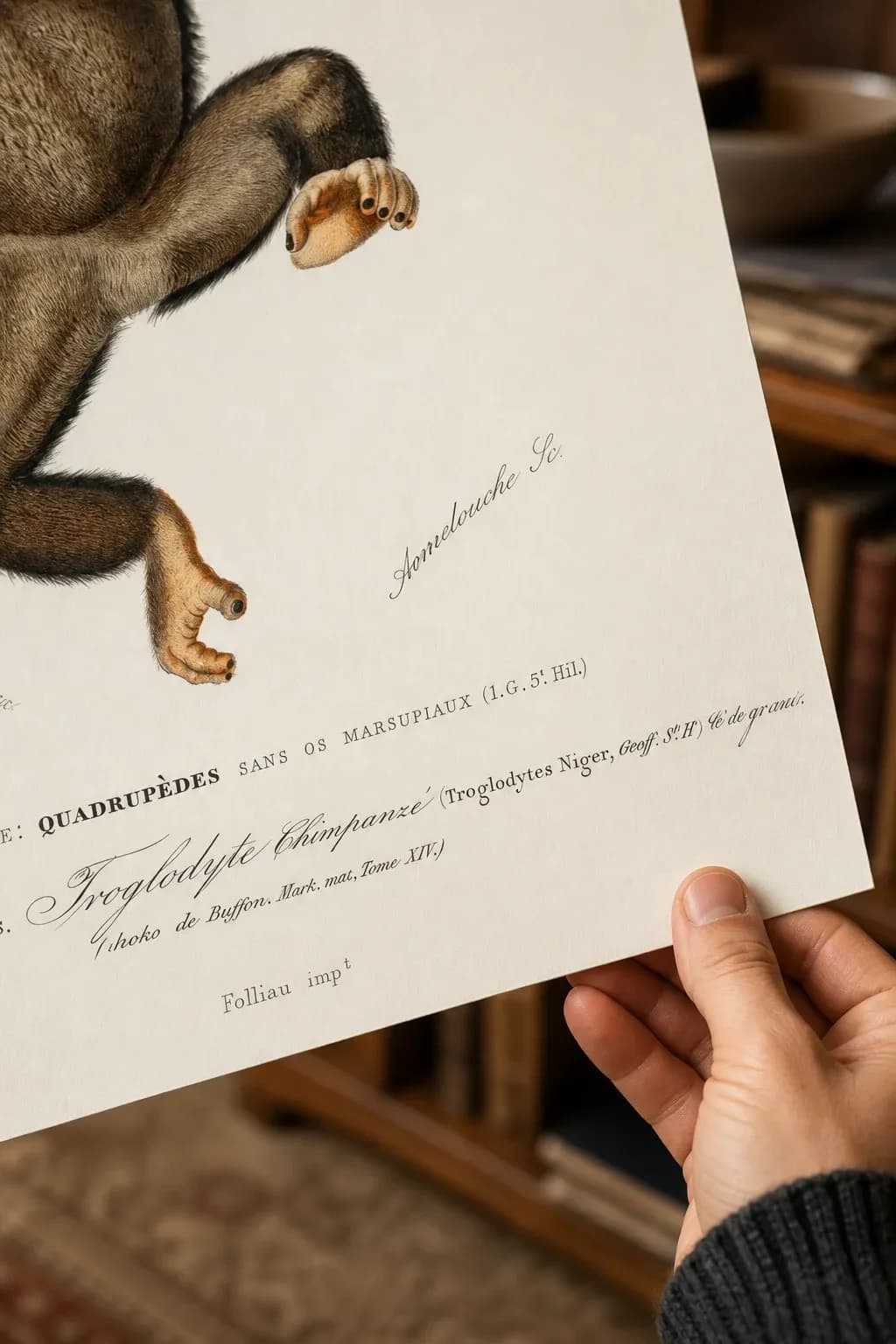 Chimpanse — framed on a wall
