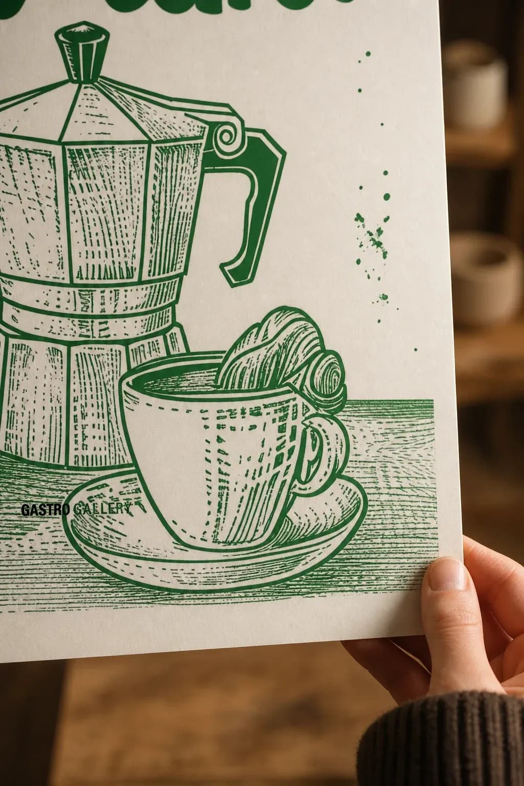 Coffee and Croissants — framed on a wall