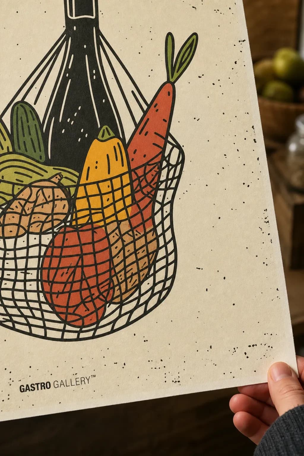 Farmers Market Basket — framed on a wall