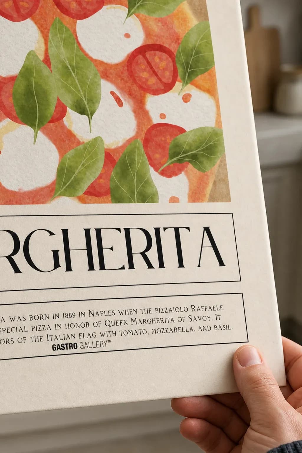 Margherita Pizza — framed on a wall