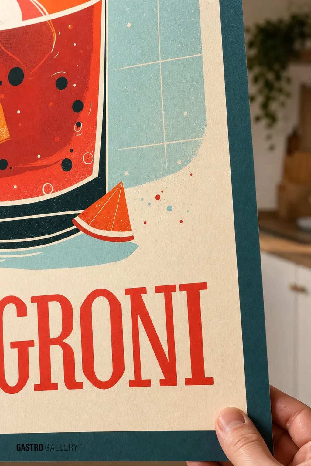 Negroni Cocktail — framed on a wall