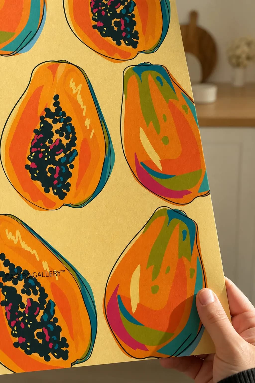 Papaya Slices — framed on a wall