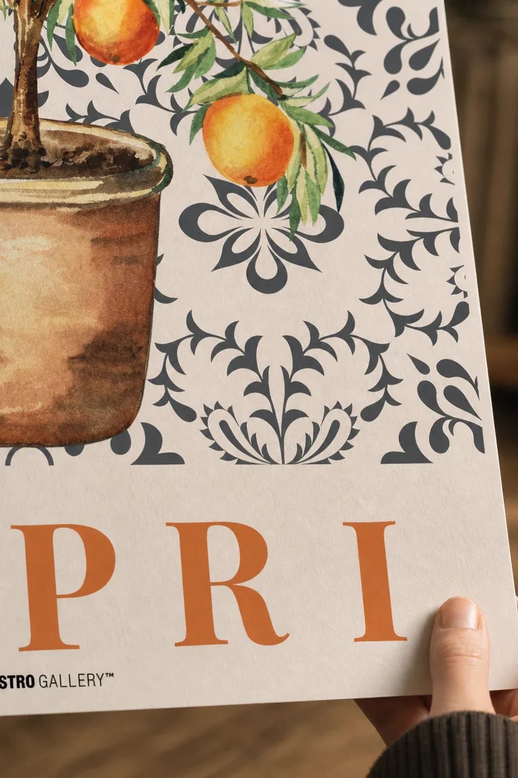 Potted Citrus Tree — framed on a wall