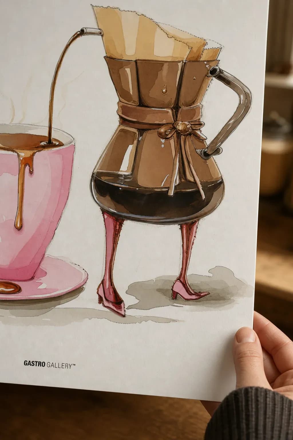 Pour Over Coffee — framed on a wall