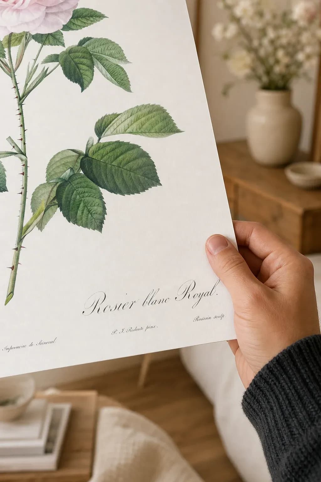 Rosier Blanc Royal — framed on a wall