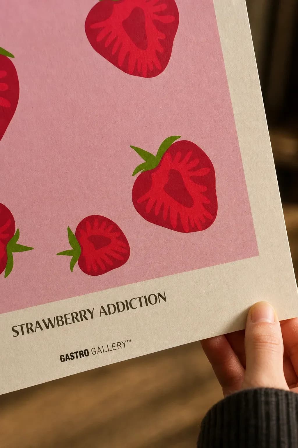 Strawberry Addiction — framed on a wall